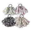 Nova corda de cabelo com laço de fita floral de chifone Anel de cabelo para rabo de cavalo retrô pastoral francês Corda de cabelo Acessórios de cabelo para mulheres
