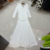 Vestido Longo Bodycon Branco de Manga Longa Off-Shoulder Sexy de Nicho Europeu e Americano Nanyou