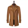Casaco de Lã Masculino para Meia-Idade e Idosos, Estilo Business Casual, Gola Dupla, Forro Interno Removível, Lapela Grande, Engrossado, Comprimento Médio