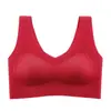 Sutiã Push-Up Sem Costura com Bojo Fixo para Mulheres, Costas Bonitas, Anti-Queda, Sutiã Colete Esportivo Vermelho Grande