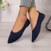 Zapatos slip-on de tejido elástico con punta fina, suaves y antideslizantes, zapatos planos de suela fina, cómodos para ir al trabajo, zapatos de mujer transfronterizos para primavera y verano