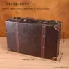 Maleta vintage de couro PU com estrutura de madeira, um conjunto de caixas de armazenamento, usada para vitrines de lojas, adereços de fotografia e fins decorativos