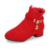 Botas de Tornozelo Femininas 2025 Outono Novo Salto Alto Botas Curtas para Meninas, Botas Simples Pretas Infantis para Crianças Mais Velhas