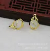 Hongxing Cobre Nuevo Color Oro 24K Conserva el Color Piedra Ojo de Gato 15*12mm Colgante Pasador Accesorios Material Hecho a Mano B1041