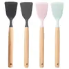 Utensilios de cocina de silicona con mangos de madera, espátula antiadherente, espátula de silicona de grado alimenticio para uso doméstico, espátula de silicona para cocinar antideslizante y antiescaldamiento