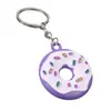 Chaveiro de rosquinha realista, pingente de sobremesa em liga metálica com gotas de óleo, chaveiro fofo para bolsa, pequeno presente, disponível para atacado