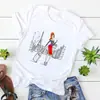 2023 Camiseta de manga corta para mujer moda estampada manga corta independiente soporte manga corta camiseta básica cuello redondo