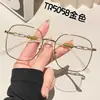 Óculos de Armação Grande para Mulheres, Quadrado Retro de Metal, Anti Luz Azul, Adequado para Lentes de Grau, Moda Europeia e Americana