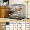 Jaula para Gatos para Uso en Casa, Villa para Gatos de Doble Piso que Ahorra Espacio, Jaula para Gatos de Dos o Tres Pisos con Baño para Gatos Integrado, Portátil y Segura
