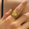 Conjunto de Pulsera y Anillo de Rostro de Sol Europeo y Americano, Joyería de Acero Inoxidable con Relieve Vintage de Sol y Luna, Joyería Transfronteriza al por Mayor