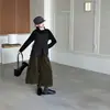 Conjunto de tres piezas de otoño para niña: chaleco negro, playera de manga larga y pantalones de pierna ancha, estilo coreano, para niños de talla mediana y grande