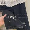 Calça jeans reta com forro de lã, nova calça coreana de renda na cintura, laço bordado, super boa para usar