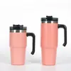 Taza de Coche Transfronteriza de 20 oz/30 oz con Asa, Taza Termo de Acero Inoxidable 304, Gran Capacidad con Popote, Taza para Hielo