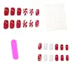 Item de venda quente do comércio exterior 24 peças nail art Floco de neve de Halloween Listrado Versátil Atmosfera Unhas postiças quadradas de comprimento médio atacado