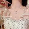 Collar con borlas de perlas de cristal y flor de magnolia transparente de estilo antiguo para mujer, cadena de clavícula fresca de nicho, de verano