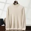 Suéter de cachemira 100% para otoño e invierno, cuello alto medio, color liso, camisa interior de talla grande, para hombre