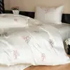 2026 Conjunto de Quatro Peças Bordado em Tencel Lavado Seda Gelada Verão Fresco Estilo Francês Estilo Menina Princesa Conjunto de Três Peças