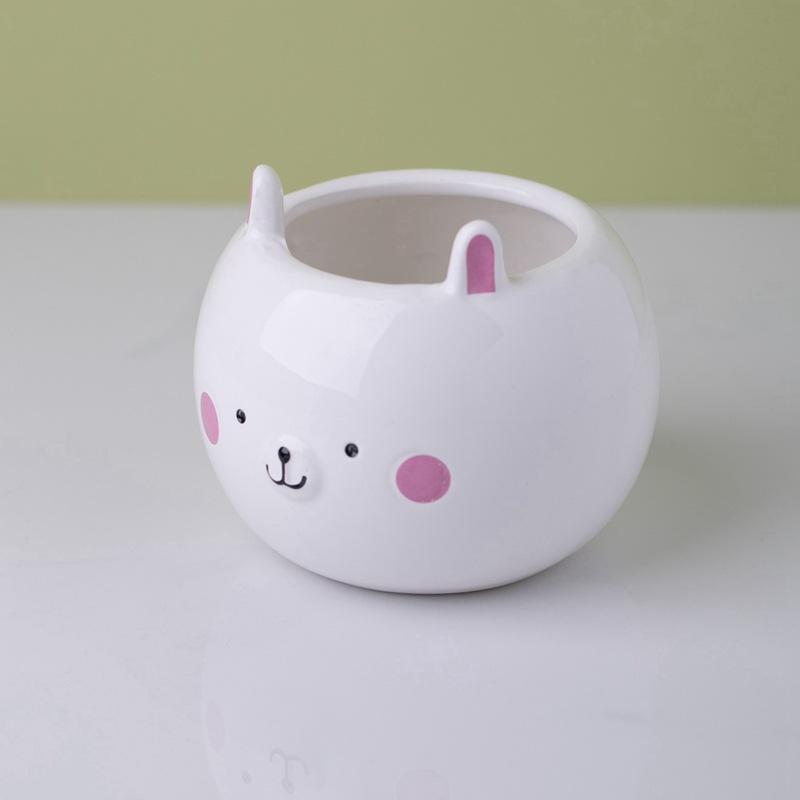 AN020W Ceramic animal cute pot