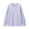 Ropa de trabajo de color liso morado clavo para hombre y mujer, nueva de otoño, suéter pullover de algodón cómodo de 320 g, cuello redondo holgado