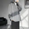 Suéter pesado con capucha de estilo retro casual para hombre, abrigo de otoño e invierno, talla grande para personas modernas y de mayor tamaño, tejido de punto con cuello en V