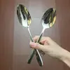 Cuchara de Acero Inoxidable para Comedor Cuchara de Comedor Doméstica con Punta para Oficina Estudiantes Comedor Cuchara Portátil para Sopa Cuchara Principal para Comedor