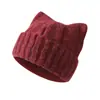 Bonito Gorro de Punto con Orejas para Mujer, Estilo Coreano de Otoño e Invierno, Versátil, Cálido, Protector de Orejas, Adelgazante para la Cara, Gorro de Lana de Punto para el Frío