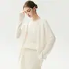 Nueva colección de otoño: Cárdigan de cuello redondo 100% cachemira pura, estilo dos piezas falso, suéter de punto holgado para mujer en un estilo relajado