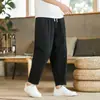 Calças Casuais Masculinas para Todo o Ano Versátil Algodão-Linho Soltas de Linho Estilo Coreano Tendência Calças Masculinas Longas Retas Finas