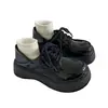 Sapatos de Couro Versáteis Pretos Estilo Britânico para Mulheres, Novos Sapatos Mary Jane Retro com Solado Grosso Aumentadores de Altura, Mocassins