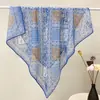 Novedades en Stock: Pañuelo Cuadrado de Algodón de Seda Estampado de 70 cm con Patrón Floral Francés Vintage, Chal Pequeño Delgado, Disponible al por Mayor