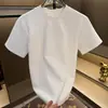 Verão Novo Tendência Masculina Pesada Manga Curta Casual Gola Redonda Versátil Camiseta Estampada Letra Top Bonito