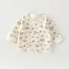 Camiseta de algodón sin costuras para bebé y niño pequeño, estilo medio espalda, para otoño, primavera y otoño, ropa interior, capa base, ropa estilo monje para bebé, ropa para recién nacidos