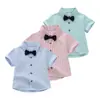 Camiseta de manga corta para bebé, Ropa de verano, Vestido formal para niño de un año, Camisa con pajarita, Top delgado para que los niños salgan