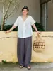 Blusa Francesa Tallas Grandes ALINDM para Mujeres Ligeramente Gorditas, Verano Delgada 100kg Cuello en V Camisa Adelgazante de Manga Corta