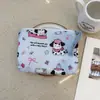Bolsa Cosmética Linda Azul Caricatura Mini Billetera Algodón Puro Bolsa Pequeña de Tela Auriculares Lápiz Labial Bolsa de Almacenamiento Portátil