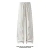 Outono de 2026 Novo Estilo Calça Reta Plissada Branca com Rebites M-5XL HK26593-Especial P29