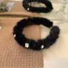 Faixa de Cabelo de Pelúcia Ondulada Exquisita com Pérolas e Strass, com Dentes, Antiderrapante, Aumenta a Altura, Grampo para Prender Cabelos Soltos