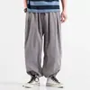 Calça lanterna estilo japonês transfronteiriça para homens, primavera, corte reto solto, tamanhos grandes, marca moderna, calça jogger casual de perna larga