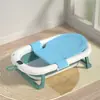 Bañera para Bebé con Sensor de Temperatura para Uso en Casa, Plegable y Adecuada para Sentarse y Acostarse, Tina de Baño Infantil Ampliada y Engrosada, Tina para Remojar Bebés