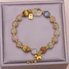 Pulsera de Cristal Dorado Natural Piedra Lunar Cristal Pulsera de Ojo de Tigre que Traga Oro Hilo de la Fortuna para Novia Regalo