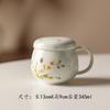 Taza de Separación de Agua y Té de Cerámica Miyan con Tapa y Recipiente Interior, Taza de Té de Aspecto Elevado Pintada a Mano, Taza de Bebida Personal para Regalar
