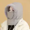 Gorro de Ciclismo de Invierno Más Terciopelo Cálido Cortavientos Bufanda Máscara Tres en Uno Bicicleta Eléctrica Bicicleta Viaje al Trabajo Gorro