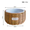 Vaso de flores de imitação de rattan, cesta de flores trançada, cesta de mão, cesta de arranjo de flores secas trançada em rattan, recipiente para flores de plantas verdes suculentas, vaso de flores de imitação de rattan para suculentas