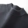 Nova base de malha de cashmere para outono e inverno, quente, de manga comprida, amiga da pele, pulôver masculino de gola semi-alta para o trabalho