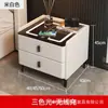 Mesita de noche inteligente con carga inalámbrica, altavoz, cerradura de huellas dactilares, mueble moderno minimalista de tres cajones, almacenamiento de lujo ligero para dormitorio