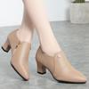 Zapatos de cuero negro para mujer tacón alto zapatos de una capa elegantes a la moda zapatos de mujer primavera y otoño punta puntiaguda boca profunda zapatos de mujer estilo versátil diario