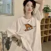 Camiseta Blanca de Cuello Redondo y Manga Corta con Estampado Divertido de Seda de Leche para Hombres y Mujeres 2026 Verano Estilo Perezoso Holgada y Versátil Ins