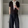 2026 Novo Estilo de Verão Visual Duas Peças Camisa de Tricô com Lapela Manga Curta Masculina Color-Blocking Estilo Old Money de Luxo Camiseta de Manga Curta para o Dia a Dia