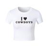 Inglês Europeu e Americano Slogan Impresso Sexy Umbigo Curto T-Shirt Moda Em Torno Do Pescoço Slim-fit Emagrecimento Top para Mulheres