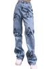 Jeans Simples Slim-fit Estampado de Origem Transfronteiriça para Mulheres - Comércio Exterior Europeu e Americano